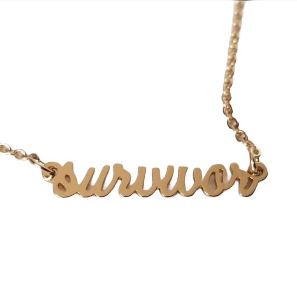 Charming Charlie Survivor gold tone inspirational necklace 16"  delicate*
